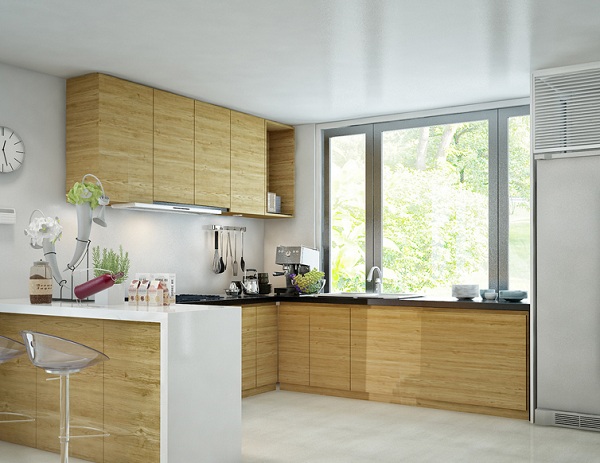 Tủ bếp làm bằng gỗ tự nhiên